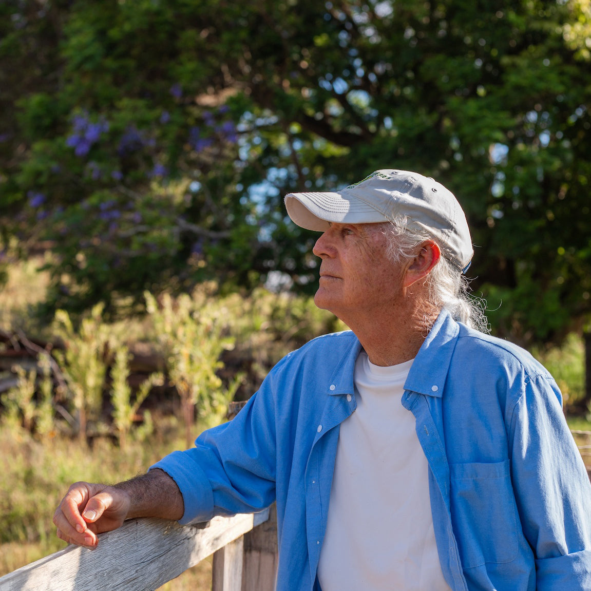 Curtis Wilson Cost looking out over the pasture in Kula